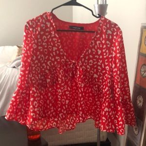 Red and white blouse